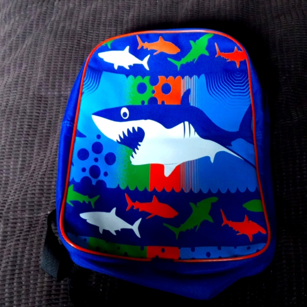 Kids shark themed Back Pack orange and blue